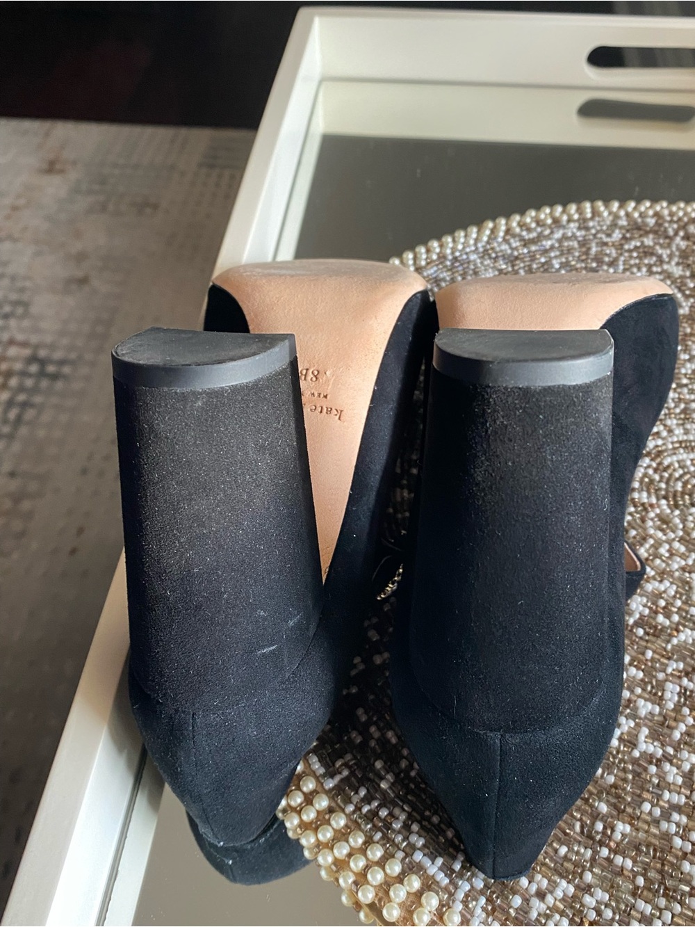 Kate Spade Black Suede Mary Jane Pumps Size 8 - Picture 7 of 8